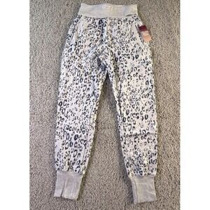 Hippie Rose Leopard Joggers Size L Gray and Blue Sweat Pants NWT